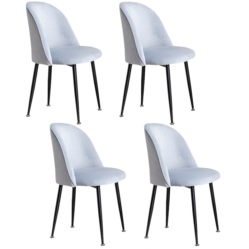 Glam Style 16.5'' Wide Dining Room Chair Solid Back Side Chair with 4 Legs for Home Use Light Gray 4 Piece Set Black Clearhalo ' kitchen&dining_furn' 'Dining Chairs' 'Dining Tables & Seating' 'dining_chair' 'furn' 'furn_dining_chair' 'Furniture' 'furniture_dining_chair' 'Kitchen & Dining Furniture' 'kitchen' 3467373