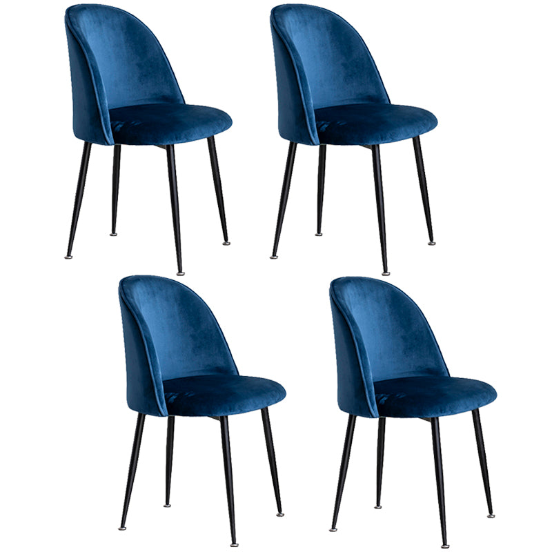 Glam Style 16.5'' Wide Dining Room Chair Solid Back Side Chair with 4 Legs for Home Use Navy Blue 4 Piece Set Black Clearhalo ' kitchen&dining_furn' 'Dining Chairs' 'Dining Tables & Seating' 'dining_chair' 'furn' 'furn_dining_chair' 'Furniture' 'furniture_dining_chair' 'Kitchen & Dining Furniture' 'kitchen' 3467374