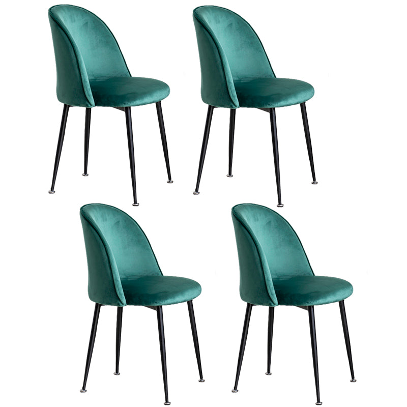 Glam Style 16.5'' Wide Dining Room Chair Solid Back Side Chair with 4 Legs for Home Use Peacock Green 4 Piece Set Black Clearhalo ' kitchen&dining_furn' 'Dining Chairs' 'Dining Tables & Seating' 'dining_chair' 'furn' 'furn_dining_chair' 'Furniture' 'furniture_dining_chair' 'Kitchen & Dining Furniture' 'kitchen' 3467375