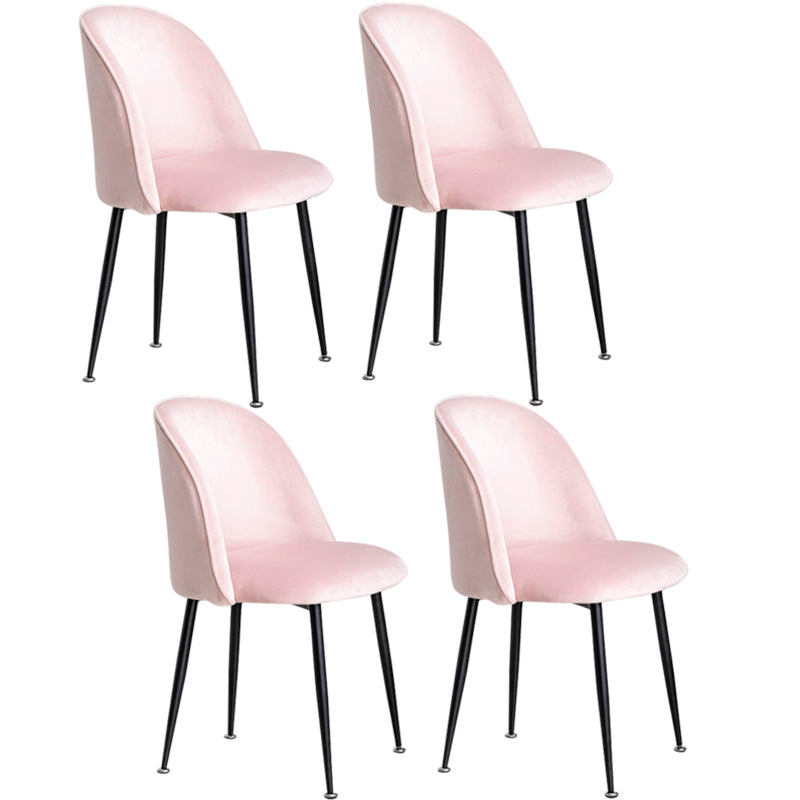 Glam Style 16.5'' Wide Dining Room Chair Solid Back Side Chair with 4 Legs for Home Use Light Pink 4 Piece Set Black Clearhalo ' kitchen&dining_furn' 'Dining Chairs' 'Dining Tables & Seating' 'dining_chair' 'furn' 'furn_dining_chair' 'Furniture' 'furniture_dining_chair' 'Kitchen & Dining Furniture' 'kitchen' 3467377