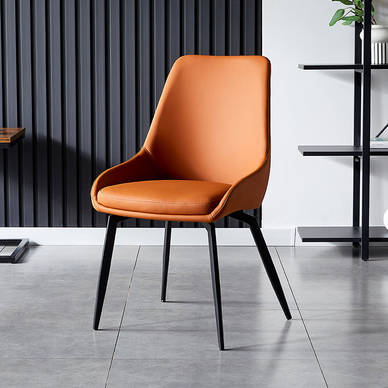 Contemporary Style Leather Dining Chair of 18" Wide Parsons Chair for Home Orange 1 Piece Clearhalo ' kitchen&dining_furn' 'Dining Chairs' 'Dining Tables & Seating' 'dining_chair' 'Furniture' 'furniture_dining_chair' 'Kitchen & Dining Furniture' 'kitchen' 3467380