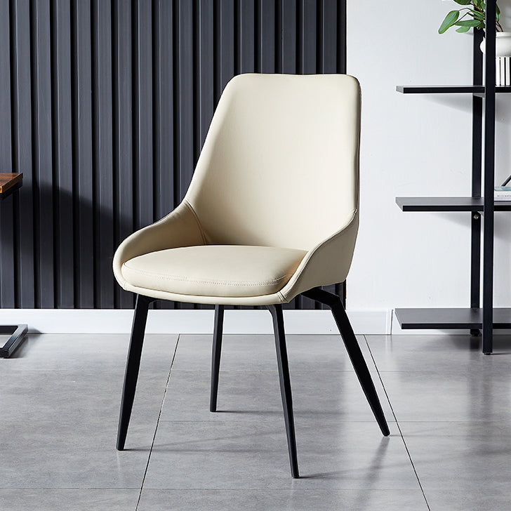 Contemporary Style Leather Dining Chair of 18" Wide Parsons Chair for Home Off-White 1 Piece Clearhalo ' kitchen&dining_furn' 'Dining Chairs' 'Dining Tables & Seating' 'dining_chair' 'Furniture' 'furniture_dining_chair' 'Kitchen & Dining Furniture' 'kitchen' 3467385