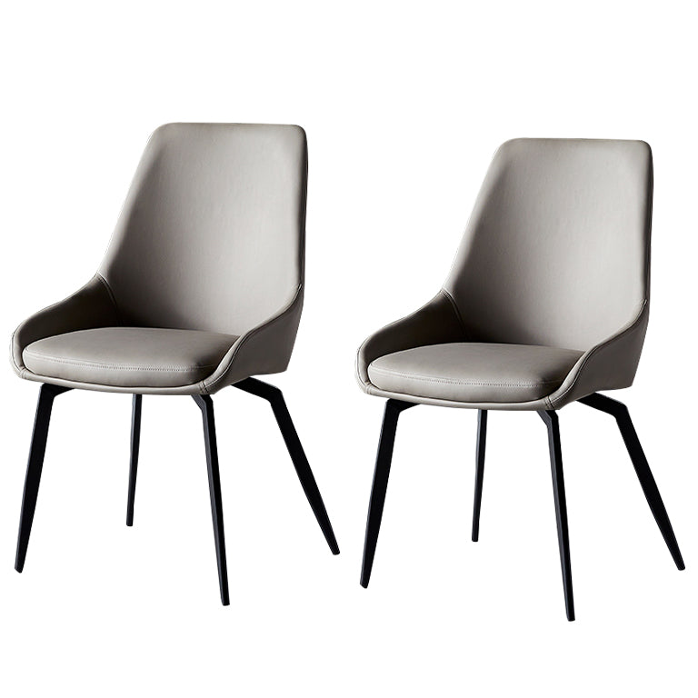 Contemporary Style Leather Dining Chair of 18" Wide Parsons Chair for Home Grey Set of 2 Clearhalo ' kitchen&dining_furn' 'Dining Chairs' 'Dining Tables & Seating' 'dining_chair' 'Furniture' 'furniture_dining_chair' 'Kitchen & Dining Furniture' 'kitchen' 3467386