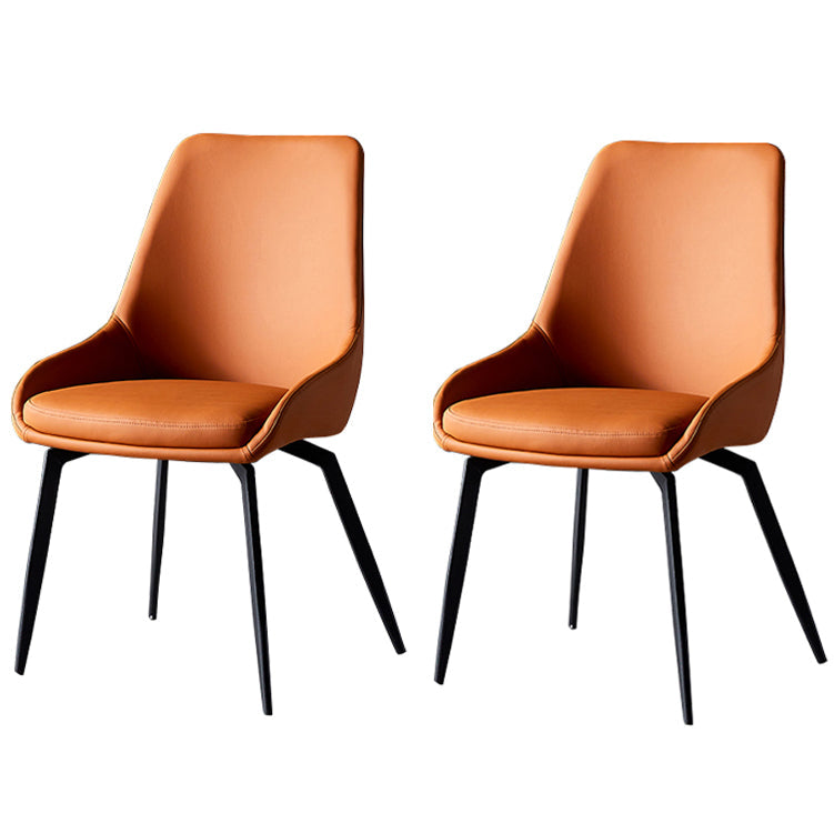 Contemporary Style Leather Dining Chair of 18" Wide Parsons Chair for Home Orange Set of 2 Clearhalo ' kitchen&dining_furn' 'Dining Chairs' 'Dining Tables & Seating' 'dining_chair' 'Furniture' 'furniture_dining_chair' 'Kitchen & Dining Furniture' 'kitchen' 3467388