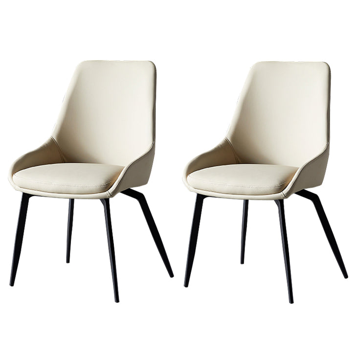 Contemporary Style Leather Dining Chair of 18" Wide Parsons Chair for Home Off-White Set of 2 Clearhalo ' kitchen&dining_furn' 'Dining Chairs' 'Dining Tables & Seating' 'dining_chair' 'Furniture' 'furniture_dining_chair' 'Kitchen & Dining Furniture' 'kitchen' 3467393