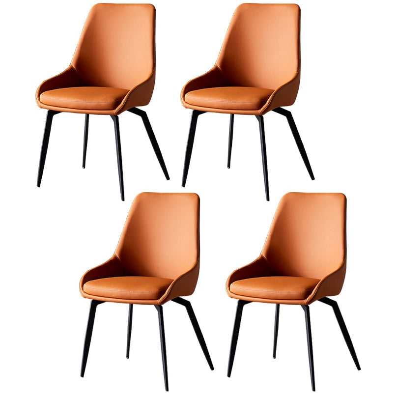 Contemporary Style Leather Dining Chair of 18" Wide Parsons Chair for Home Orange Set of 4 Clearhalo ' kitchen&dining_furn' 'Dining Chairs' 'Dining Tables & Seating' 'dining_chair' 'Furniture' 'furniture_dining_chair' 'Kitchen & Dining Furniture' 'kitchen' 3467396