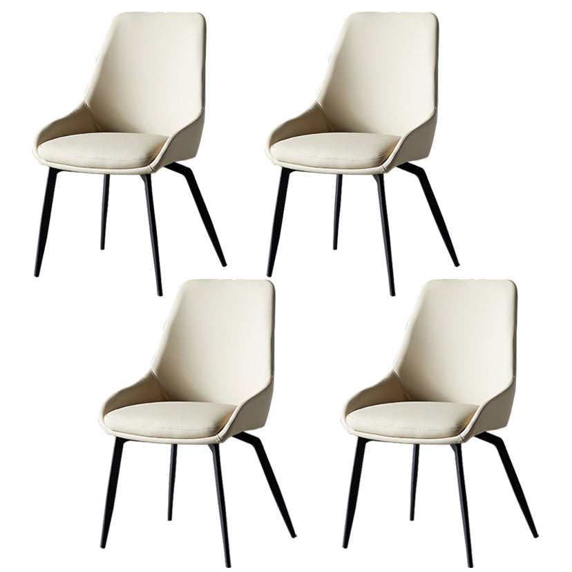 Contemporary Style Leather Dining Chair of 18" Wide Parsons Chair for Home Off-White Set of 4 Clearhalo ' kitchen&dining_furn' 'Dining Chairs' 'Dining Tables & Seating' 'dining_chair' 'Furniture' 'furniture_dining_chair' 'Kitchen & Dining Furniture' 'kitchen' 3467400
