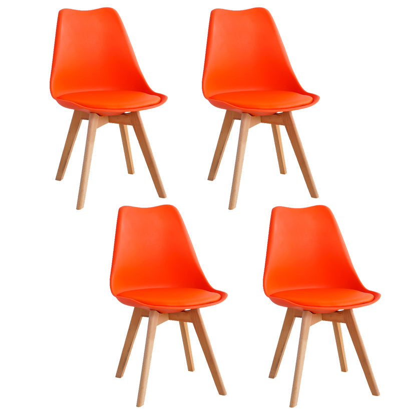 Glam Style Dining Room Wooden Side Chair Matte Finish Solid Back Dining Chair Orange Set of 4 Clearhalo ' kitchen&dining_furn' 'Dining Chairs' 'Dining Tables & Seating' 'dining_chair' 'Furniture' 'furniture_dining_chair' 'Kitchen & Dining Furniture' 'kitchen' 3467404