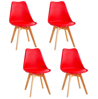 Glam Style Dining Room Wooden Side Chair Matte Finish Solid Back Dining Chair Red Set of 4 Clearhalo ' kitchen&dining_furn' 'Dining Chairs' 'Dining Tables & Seating' 'dining_chair' 'Furniture' 'furniture_dining_chair' 'Kitchen & Dining Furniture' 'kitchen' 3467408