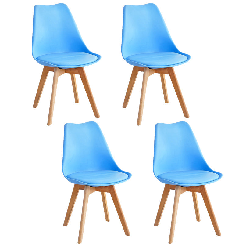 Glam Style Dining Room Wooden Side Chair Matte Finish Solid Back Dining Chair Blue Set of 4 Clearhalo ' kitchen&dining_furn' 'Dining Chairs' 'Dining Tables & Seating' 'dining_chair' 'Furniture' 'furniture_dining_chair' 'Kitchen & Dining Furniture' 'kitchen' 3467411