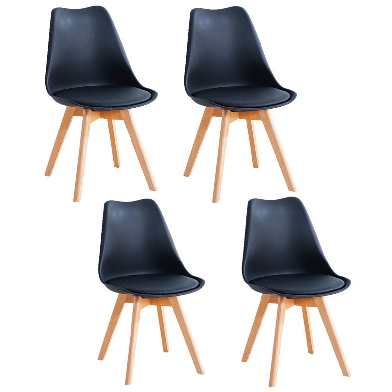 Glam Style Dining Room Wooden Side Chair Matte Finish Solid Back Dining Chair Black Set of 4 Clearhalo ' kitchen&dining_furn' 'Dining Chairs' 'Dining Tables & Seating' 'dining_chair' 'Furniture' 'furniture_dining_chair' 'Kitchen & Dining Furniture' 'kitchen' 3467413
