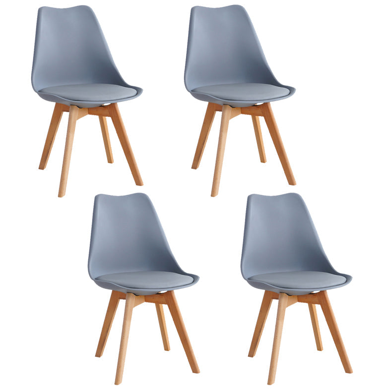 Glam Style Dining Room Wooden Side Chair Matte Finish Solid Back Dining Chair Grey Set of 4 Clearhalo ' kitchen&dining_furn' 'Dining Chairs' 'Dining Tables & Seating' 'dining_chair' 'Furniture' 'furniture_dining_chair' 'Kitchen & Dining Furniture' 'kitchen' 3467416