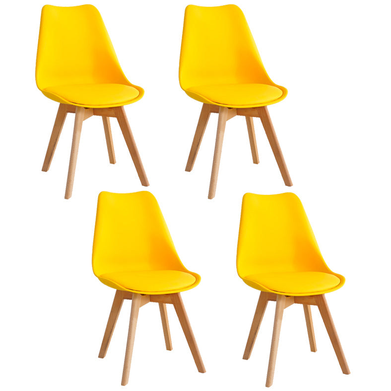 Glam Style Dining Room Wooden Side Chair Matte Finish Solid Back Dining Chair Yellow Set of 4 Clearhalo ' kitchen&dining_furn' 'Dining Chairs' 'Dining Tables & Seating' 'dining_chair' 'Furniture' 'furniture_dining_chair' 'Kitchen & Dining Furniture' 'kitchen' 3467418