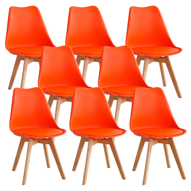 Glam Style Dining Room Wooden Side Chair Matte Finish Solid Back Dining Chair Orange Set of 8 Clearhalo ' kitchen&dining_furn' 'Dining Chairs' 'Dining Tables & Seating' 'dining_chair' 'Furniture' 'furniture_dining_chair' 'Kitchen & Dining Furniture' 'kitchen' 3467420