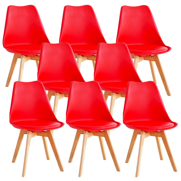 Glam Style Dining Room Wooden Side Chair Matte Finish Solid Back Dining Chair Red Set of 8 Clearhalo ' kitchen&dining_furn' 'Dining Chairs' 'Dining Tables & Seating' 'dining_chair' 'Furniture' 'furniture_dining_chair' 'Kitchen & Dining Furniture' 'kitchen' 3467423