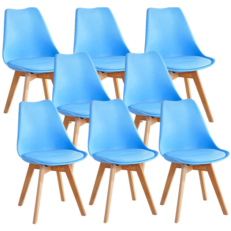 Glam Style Dining Room Wooden Side Chair Matte Finish Solid Back Dining Chair Blue Set of 8 Clearhalo ' kitchen&dining_furn' 'Dining Chairs' 'Dining Tables & Seating' 'dining_chair' 'Furniture' 'furniture_dining_chair' 'Kitchen & Dining Furniture' 'kitchen' 3467427