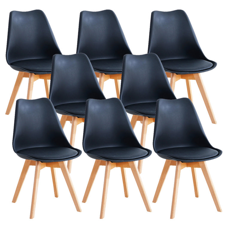 Glam Style Dining Room Wooden Side Chair Matte Finish Solid Back Dining Chair Black Set of 8 Clearhalo ' kitchen&dining_furn' 'Dining Chairs' 'Dining Tables & Seating' 'dining_chair' 'Furniture' 'furniture_dining_chair' 'Kitchen & Dining Furniture' 'kitchen' 3467429