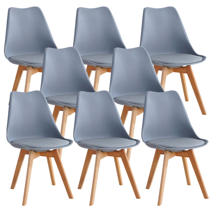 Glam Style Dining Room Wooden Side Chair Matte Finish Solid Back Dining Chair Grey Set of 8 Clearhalo ' kitchen&dining_furn' 'Dining Chairs' 'Dining Tables & Seating' 'dining_chair' 'Furniture' 'furniture_dining_chair' 'Kitchen & Dining Furniture' 'kitchen' 3467431