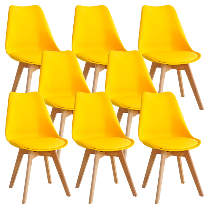 Glam Style Dining Room Wooden Side Chair Matte Finish Solid Back Dining Chair Yellow Set of 8 Clearhalo ' kitchen&dining_furn' 'Dining Chairs' 'Dining Tables & Seating' 'dining_chair' 'Furniture' 'furniture_dining_chair' 'Kitchen & Dining Furniture' 'kitchen' 3467433