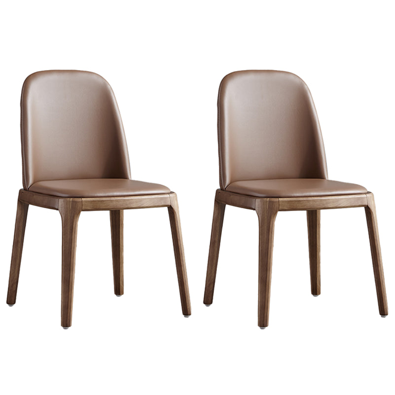 Contemporary Style Upholstered Chair of 16" Wide Parsons Chair for Home Khaki 2 Piece Set Walnut Clearhalo ' kitchen&dining_furn' 'Dining Chairs' 'Dining Tables & Seating' 'dining_chair' 'furn' 'furn_dining_chair' 'Furniture' 'furniture_dining_chair' 'Kitchen & Dining Furniture' 'kitchen' 3467457