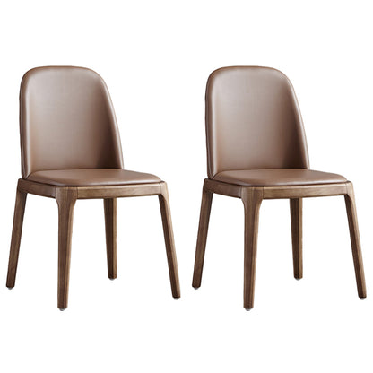 Contemporary Style Upholstered Chair of 16" Wide Parsons Chair for Home Khaki 2 Piece Set Walnut Clearhalo ' kitchen&dining_furn' 'Dining Chairs' 'Dining Tables & Seating' 'dining_chair' 'furn' 'furn_dining_chair' 'Furniture' 'furniture_dining_chair' 'Kitchen & Dining Furniture' 'kitchen' 3467457