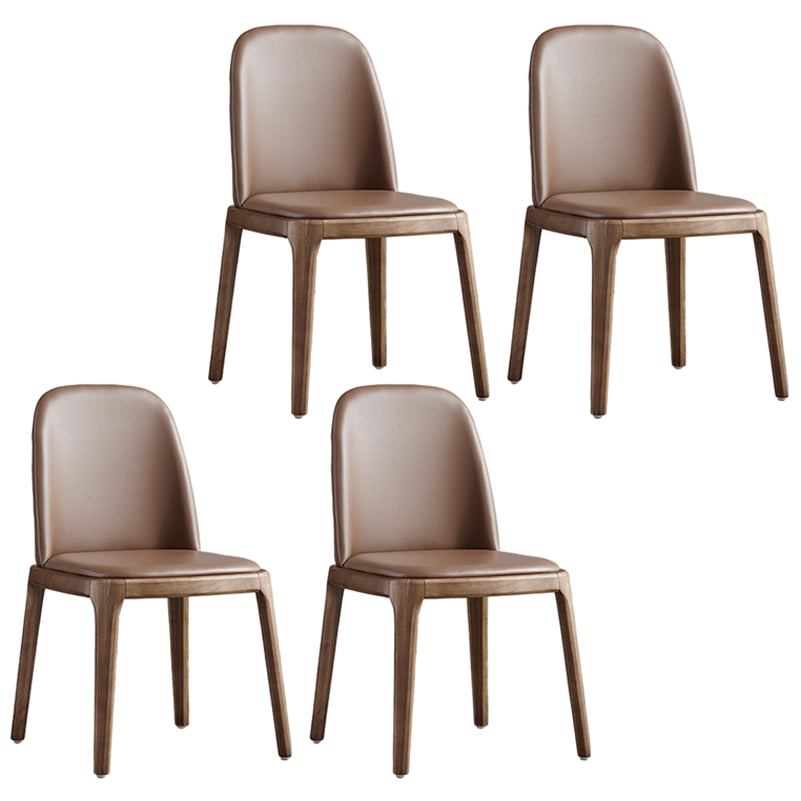 Contemporary Style Upholstered Chair of 16" Wide Parsons Chair for Home Khaki 4 Piece Set Walnut Clearhalo ' kitchen&dining_furn' 'Dining Chairs' 'Dining Tables & Seating' 'dining_chair' 'furn' 'furn_dining_chair' 'Furniture' 'furniture_dining_chair' 'Kitchen & Dining Furniture' 'kitchen' 3467458