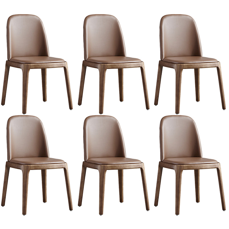Contemporary Style Upholstered Chair of 16" Wide Parsons Chair for Home Khaki 6 Piece Set Walnut Clearhalo ' kitchen&dining_furn' 'Dining Chairs' 'Dining Tables & Seating' 'dining_chair' 'furn' 'furn_dining_chair' 'Furniture' 'furniture_dining_chair' 'Kitchen & Dining Furniture' 'kitchen' 3467459