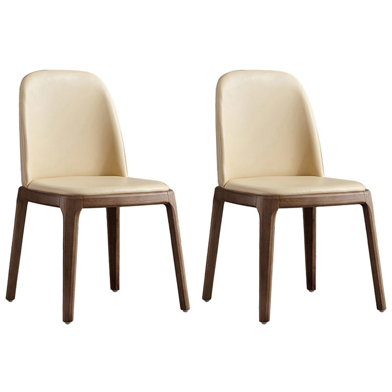 Contemporary Style Upholstered Chair of 16" Wide Parsons Chair for Home Beige 2 Piece Set Walnut Clearhalo ' kitchen&dining_furn' 'Dining Chairs' 'Dining Tables & Seating' 'dining_chair' 'furn' 'furn_dining_chair' 'Furniture' 'furniture_dining_chair' 'Kitchen & Dining Furniture' 'kitchen' 3467460