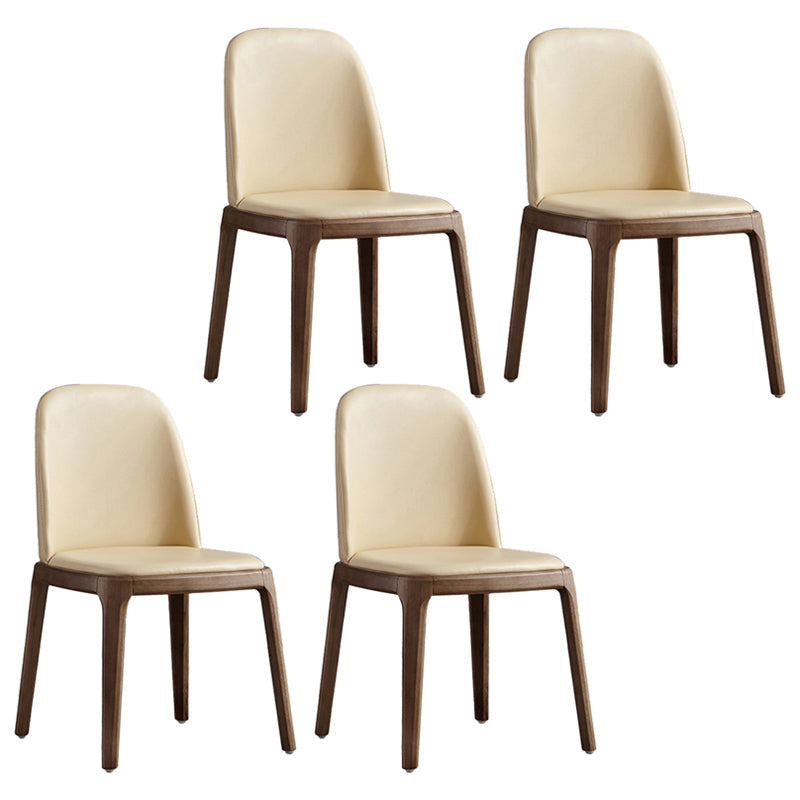 Contemporary Style Upholstered Chair of 16" Wide Parsons Chair for Home Beige 4 Piece Set Walnut Clearhalo ' kitchen&dining_furn' 'Dining Chairs' 'Dining Tables & Seating' 'dining_chair' 'furn' 'furn_dining_chair' 'Furniture' 'furniture_dining_chair' 'Kitchen & Dining Furniture' 'kitchen' 3467461