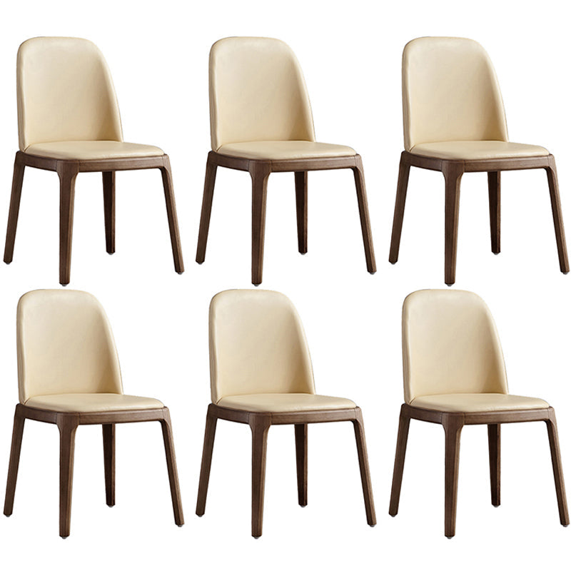 Contemporary Style Upholstered Chair of 16" Wide Parsons Chair for Home Beige 6 Piece Set Walnut Clearhalo ' kitchen&dining_furn' 'Dining Chairs' 'Dining Tables & Seating' 'dining_chair' 'furn' 'furn_dining_chair' 'Furniture' 'furniture_dining_chair' 'Kitchen & Dining Furniture' 'kitchen' 3467462