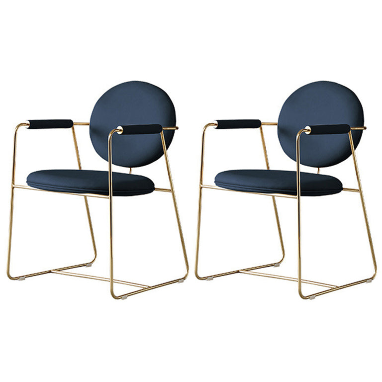 Scandinavian Kitchen Dining Arm Chair Metal Opening Back Dining Arm Chair Dark Blue Set of 2 Clearhalo ' kitchen&dining_furn' 'Dining Chairs' 'Dining Tables & Seating' 'dining_chair' 'Furniture' 'furniture_dining_chair' 'Kitchen & Dining Furniture' 'kitchen' 3467472