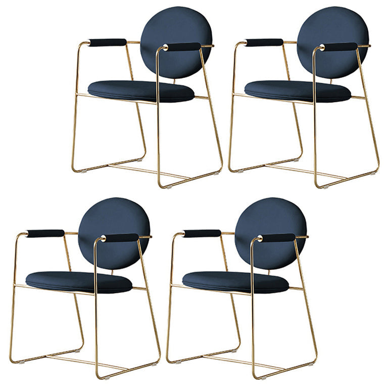 Scandinavian Kitchen Dining Arm Chair Metal Opening Back Dining Arm Chair Dark Blue Set of 4 Clearhalo ' kitchen&dining_furn' 'Dining Chairs' 'Dining Tables & Seating' 'dining_chair' 'Furniture' 'furniture_dining_chair' 'Kitchen & Dining Furniture' 'kitchen' 3467474