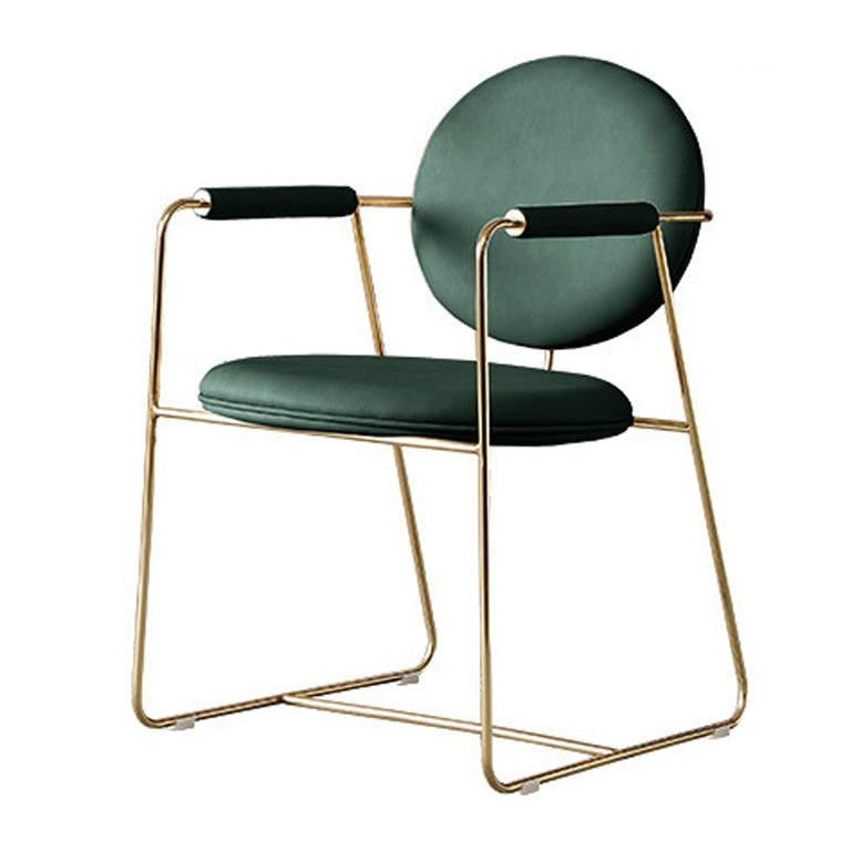 Scandinavian Kitchen Dining Arm Chair Metal Opening Back Dining Arm Chair Dark Green 1 Piece Clearhalo ' kitchen&dining_furn' 'Dining Chairs' 'Dining Tables & Seating' 'dining_chair' 'Furniture' 'furniture_dining_chair' 'Kitchen & Dining Furniture' 'kitchen' 3467475