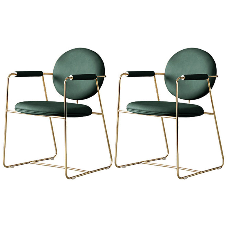 Scandinavian Kitchen Dining Arm Chair Metal Opening Back Dining Arm Chair Dark Green Set of 2 Clearhalo ' kitchen&dining_furn' 'Dining Chairs' 'Dining Tables & Seating' 'dining_chair' 'Furniture' 'furniture_dining_chair' 'Kitchen & Dining Furniture' 'kitchen' 3467478