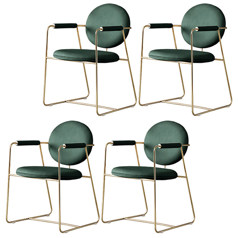 Scandinavian Kitchen Dining Arm Chair Metal Opening Back Dining Arm Chair Dark Green Set of 4 Clearhalo ' kitchen&dining_furn' 'Dining Chairs' 'Dining Tables & Seating' 'dining_chair' 'Furniture' 'furniture_dining_chair' 'Kitchen & Dining Furniture' 'kitchen' 3467480