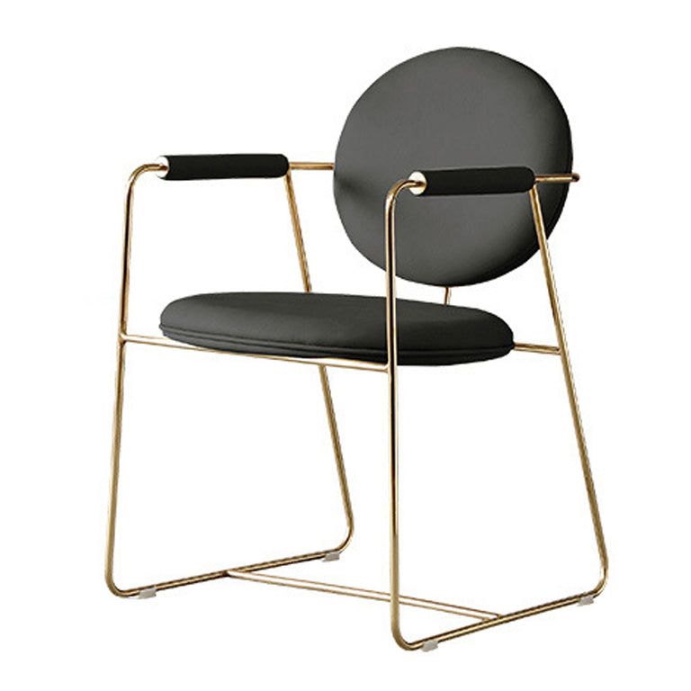 Scandinavian Kitchen Dining Arm Chair Metal Opening Back Dining Arm Chair Dark Gray 1 Piece Clearhalo ' kitchen&dining_furn' 'Dining Chairs' 'Dining Tables & Seating' 'dining_chair' 'Furniture' 'furniture_dining_chair' 'Kitchen & Dining Furniture' 'kitchen' 3467482