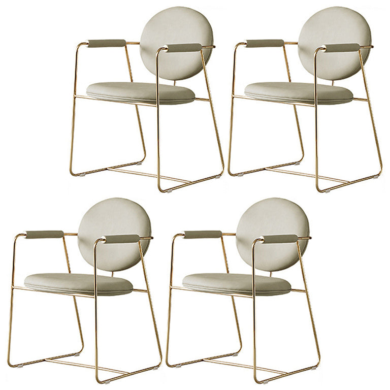 Scandinavian Kitchen Dining Arm Chair Metal Opening Back Dining Arm Chair Beige-Yellow Set of 4 Clearhalo ' kitchen&dining_furn' 'Dining Chairs' 'Dining Tables & Seating' 'dining_chair' 'Furniture' 'furniture_dining_chair' 'Kitchen & Dining Furniture' 'kitchen' 3467490