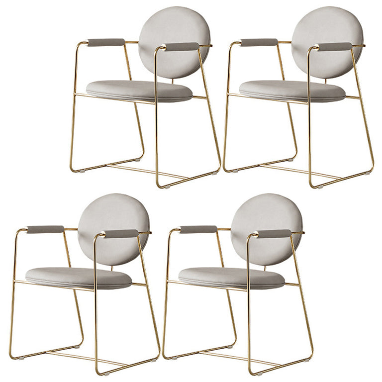 Scandinavian Kitchen Dining Arm Chair Metal Opening Back Dining Arm Chair Cream Set of 4 Clearhalo ' kitchen&dining_furn' 'Dining Chairs' 'Dining Tables & Seating' 'dining_chair' 'Furniture' 'furniture_dining_chair' 'Kitchen & Dining Furniture' 'kitchen' 3467493