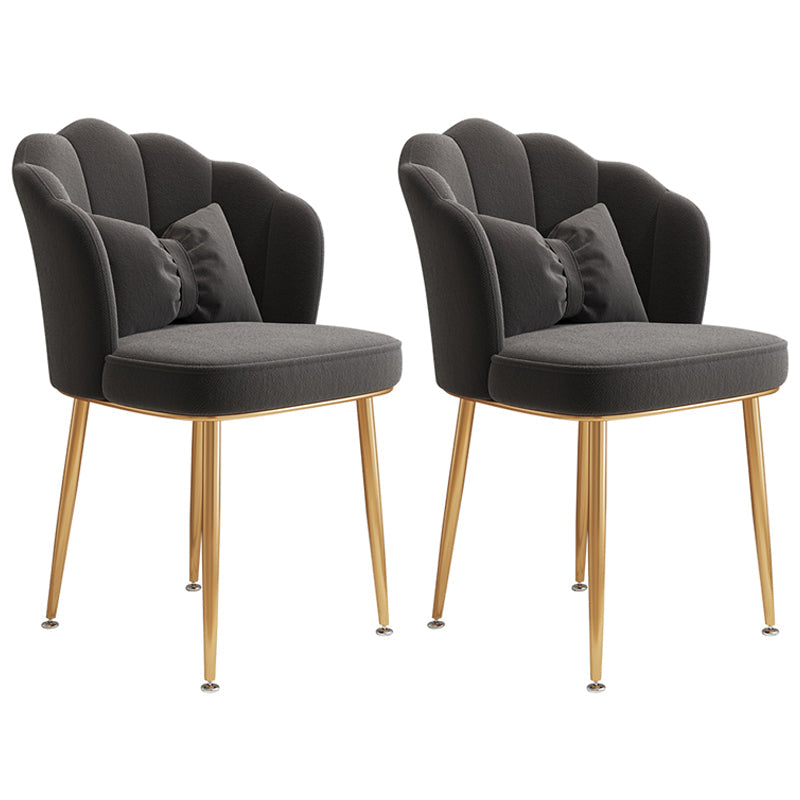 Glam Dining Room Chair 16.5'' Wide Solid Back Chair with 4 Metal Legs for Home Use Dark Gray 2 Piece Set Brass Gold Clearhalo ' kitchen&dining_furn' 'Dining Chairs' 'Dining Tables & Seating' 'dining_chair' 'furn' 'furn_dining_chair' 'Furniture' 'furniture_dining_chair' 'Kitchen & Dining Furniture' 'kitchen' 3467497