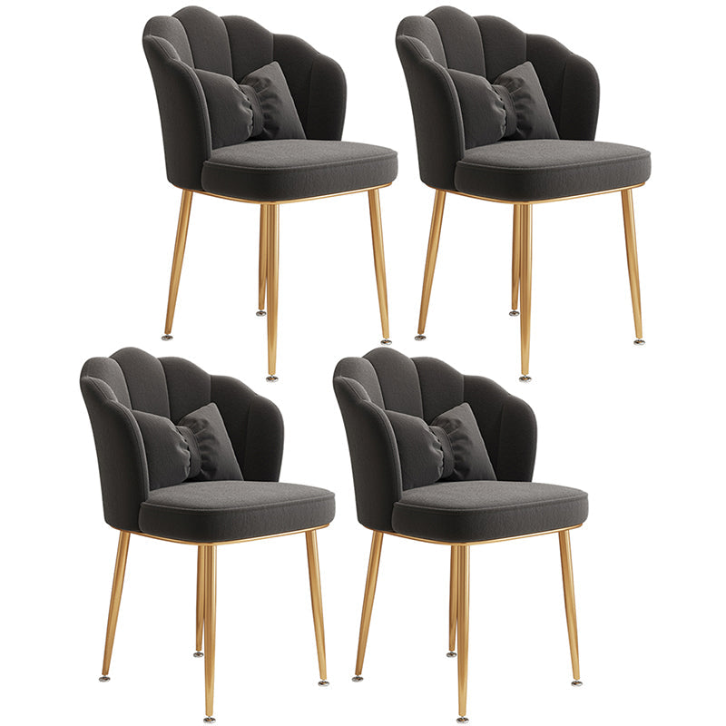 Glam Dining Room Chair 16.5'' Wide Solid Back Chair with 4 Metal Legs for Home Use Dark Gray 4 Piece Set Brass Gold Clearhalo ' kitchen&dining_furn' 'Dining Chairs' 'Dining Tables & Seating' 'dining_chair' 'furn' 'furn_dining_chair' 'Furniture' 'furniture_dining_chair' 'Kitchen & Dining Furniture' 'kitchen' 3467498