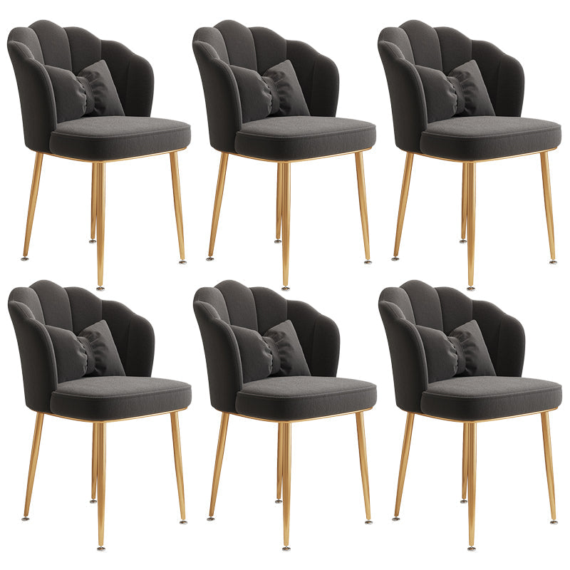 Glam Dining Room Chair 16.5'' Wide Solid Back Chair with 4 Metal Legs for Home Use Dark Gray 6 Piece Set Brass Gold Clearhalo ' kitchen&dining_furn' 'Dining Chairs' 'Dining Tables & Seating' 'dining_chair' 'furn' 'furn_dining_chair' 'Furniture' 'furniture_dining_chair' 'Kitchen & Dining Furniture' 'kitchen' 3467501