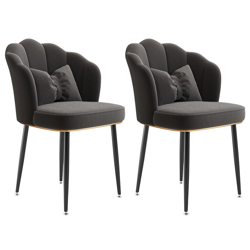 Glam Dining Room Chair 16.5'' Wide Solid Back Chair with 4 Metal Legs for Home Use Dark Gray 2 Piece Set Black Clearhalo ' kitchen&dining_furn' 'Dining Chairs' 'Dining Tables & Seating' 'dining_chair' 'furn' 'furn_dining_chair' 'Furniture' 'furniture_dining_chair' 'Kitchen & Dining Furniture' 'kitchen' 3467513