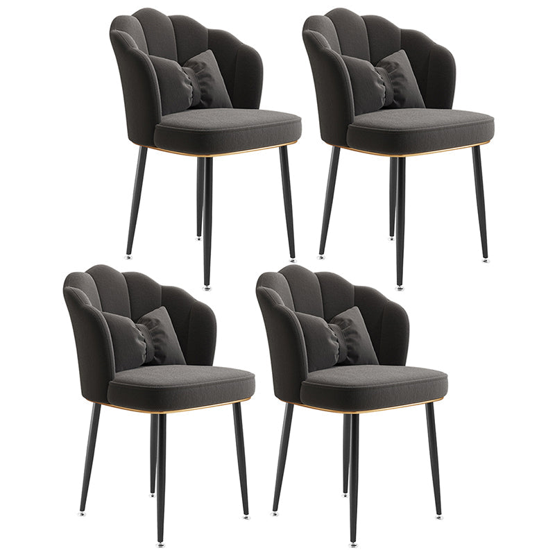 Glam Dining Room Chair 16.5'' Wide Solid Back Chair with 4 Metal Legs for Home Use Dark Gray 4 Piece Set Black Clearhalo ' kitchen&dining_furn' 'Dining Chairs' 'Dining Tables & Seating' 'dining_chair' 'furn' 'furn_dining_chair' 'Furniture' 'furniture_dining_chair' 'Kitchen & Dining Furniture' 'kitchen' 3467514