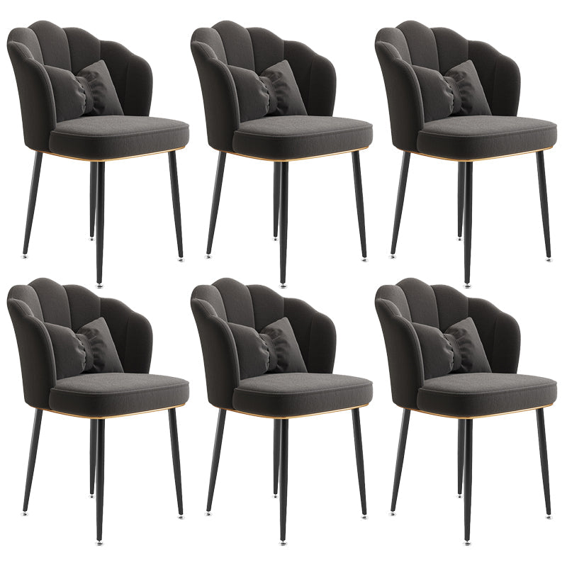 Glam Dining Room Chair 16.5'' Wide Solid Back Chair with 4 Metal Legs for Home Use Dark Gray 6 Piece Set Black Clearhalo ' kitchen&dining_furn' 'Dining Chairs' 'Dining Tables & Seating' 'dining_chair' 'furn' 'furn_dining_chair' 'Furniture' 'furniture_dining_chair' 'Kitchen & Dining Furniture' 'kitchen' 3467515