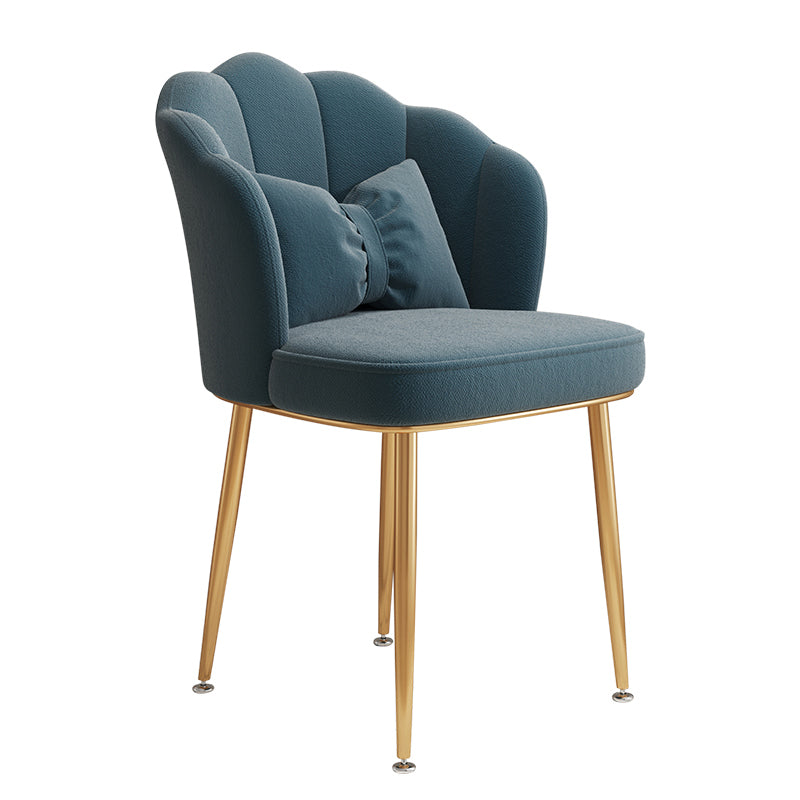 Glam Dining Room Chair 16.5'' Wide Solid Back Chair with 4 Metal Legs for Home Use Blue 1 Piece Brass Gold Clearhalo ' kitchen&dining_furn' 'Dining Chairs' 'Dining Tables & Seating' 'dining_chair' 'furn' 'furn_dining_chair' 'Furniture' 'furniture_dining_chair' 'Kitchen & Dining Furniture' 'kitchen' 3467528