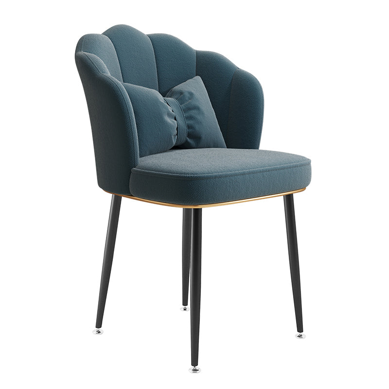 Glam Dining Room Chair 16.5'' Wide Solid Back Chair with 4 Metal Legs for Home Use Blue 1 Piece Black Clearhalo ' kitchen&dining_furn' 'Dining Chairs' 'Dining Tables & Seating' 'dining_chair' 'furn' 'furn_dining_chair' 'Furniture' 'furniture_dining_chair' 'Kitchen & Dining Furniture' 'kitchen' 3467544