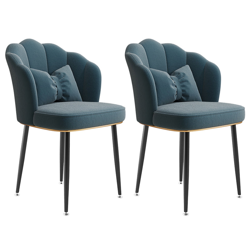 Glam Dining Room Chair 16.5'' Wide Solid Back Chair with 4 Metal Legs for Home Use Blue 2 Piece Set Black Clearhalo ' kitchen&dining_furn' 'Dining Chairs' 'Dining Tables & Seating' 'dining_chair' 'furn' 'furn_dining_chair' 'Furniture' 'furniture_dining_chair' 'Kitchen & Dining Furniture' 'kitchen' 3467545