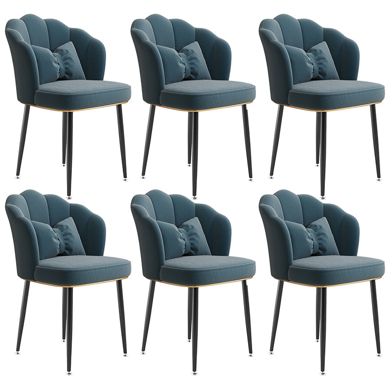Glam Dining Room Chair 16.5'' Wide Solid Back Chair with 4 Metal Legs for Home Use Blue 6 Piece Set Black Clearhalo ' kitchen&dining_furn' 'Dining Chairs' 'Dining Tables & Seating' 'dining_chair' 'furn' 'furn_dining_chair' 'Furniture' 'furniture_dining_chair' 'Kitchen & Dining Furniture' 'kitchen' 3467547