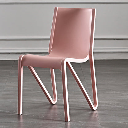 Modern Stackable Square Dining Chair Acrylic Dining Armless Chair for Kitchen Pink 1 Piece Clearhalo ' kitchen&dining_furn' 'Dining Chairs' 'Dining Tables & Seating' 'dining_chair' 'furn' 'furn_dining_chair' 'Furniture' 'furniture_dining_chair' 'Kitchen & Dining Furniture' 'kitchen' 3467604