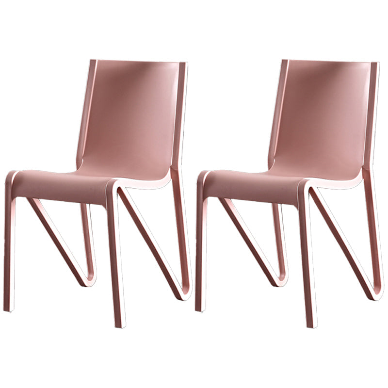 Modern Stackable Square Dining Chair Acrylic Dining Armless Chair for Kitchen Pink 2 Piece Set Clearhalo ' kitchen&dining_furn' 'Dining Chairs' 'Dining Tables & Seating' 'dining_chair' 'furn' 'furn_dining_chair' 'Furniture' 'furniture_dining_chair' 'Kitchen & Dining Furniture' 'kitchen' 3467606